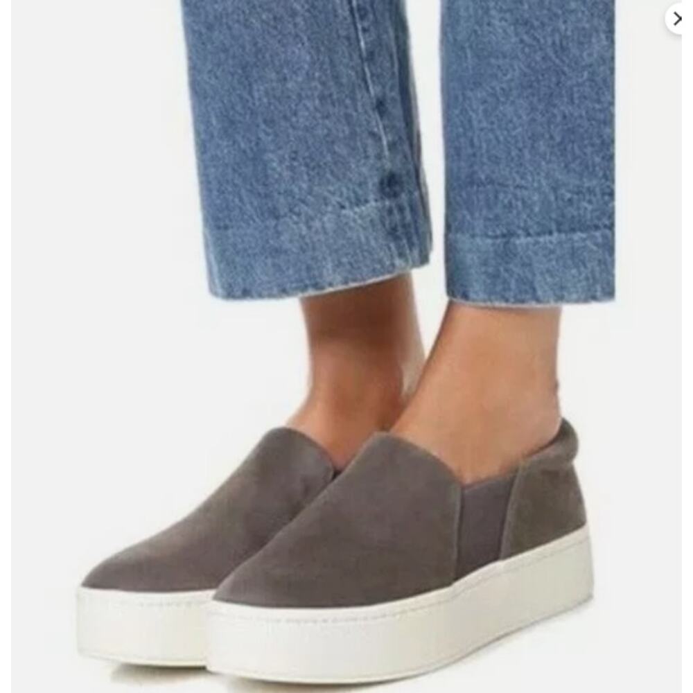 Vince Warren Gray Suede Platform Slip On Loafers Size‎ 9 Casual Minimalist